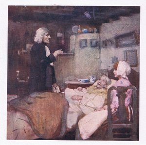 Ama görevi gereği, her çağrıda hemen, izledi ve ağladı, dua etti ve herkes için hissetti (renkli lito) by William Lee Hankey
