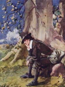 The Compleat Angler için çizim, Izaak Walton (renkli litho) by William Lee Hankey