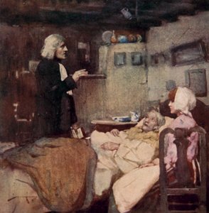 The Deserted Village için İllüstrasyon, Oliver Goldsmith (renkli lito) by William Lee Hankey
