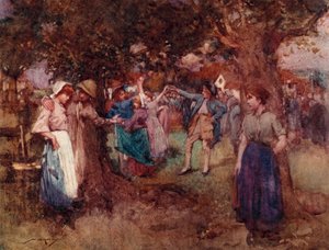 The Deserted Village için İllüstrasyon, Oliver Goldsmith (renkli lito) by William Lee Hankey