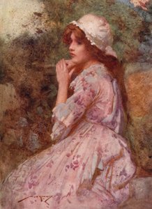 The Deserted Village için İllüstrasyon, Oliver Goldsmith (renkli lito) by William Lee Hankey