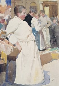 Madame la Menagere, Etaples (kağıt üzerine suluboya) by William Lee Hankey