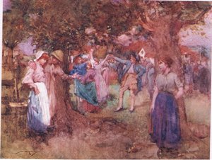 Dans eden çift, birbirlerini yormak için direnerek (renkli litho) ünlü olmaya çalıştılar.