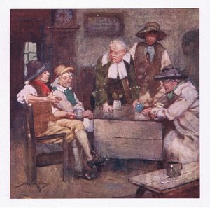Köy devlet adamlarının konuştuğu yer derin görünüyor ve haberlerinden çok daha eski haberler dolaşıyor (renkli lito) by William Lee Hankey
