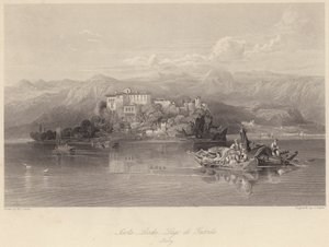 Isola Lechi, Garda Gölü, İtalya (gravür)