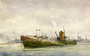 Teslim olmuş ve karaya oturmuş bir denizaltı, Portsmouth by William Lionel Wyllie
