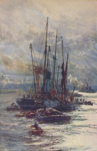 Kömürün mavnalara boşaltılması, 1910 by William Lionel Wyllie