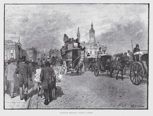 London Bridge, karşıya geçmek (litho) by William Luker