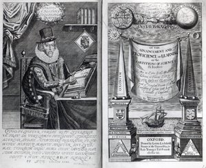 Francis Bacon, 1640 tarafından 'Instauratio Magna' dan Ön Kapak ve Başlık Sayfası
