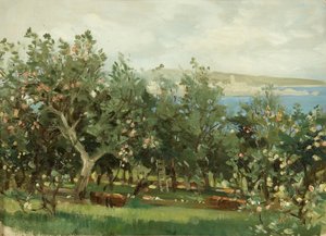 Elma Bahçesi (tuval üzerine yağlı boya) by William Matthew Hale