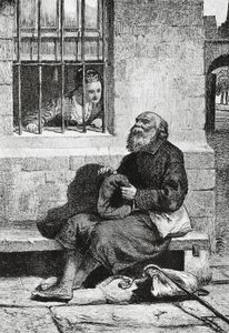 Bayan Wardour ve dilenci Edie Ochiltree, Walter Scott'ın (1771-1832) tarihi romanı Antiquary için çizim, William McTaggart'ın (1835-1910) çizim üstüne gravürü by William McTaggart