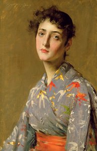 Japon Kostümlü Kız, 1888 dolayları (tuval üzerine yağlı boya) by William Merritt Chase