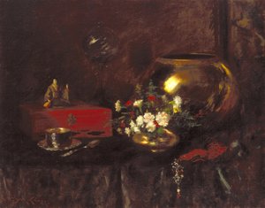 Natürmort: Pirinç Kase (tuval üzerine yağlı boya) by William Merritt Chase