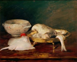 Balık ile Natürmort by William Merritt Chase