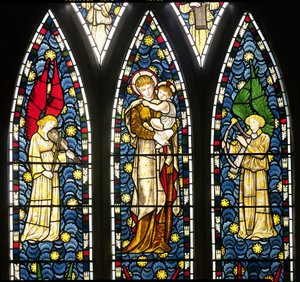Madonna ve İki Melekli Çocuk, Melekler Penceresinin Üst Yarısının detayı, 1869 vitray detayı 120165 by William Morris