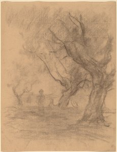 İki Ağacın Altında Duran Kadın by William Morris Hunt