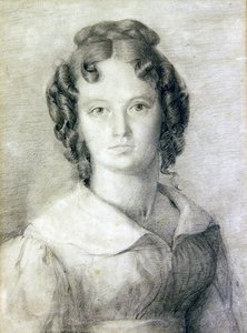 Charlotte Rolfe Büstündeki Portre (kağıt üzerine kurşun kalem ve renkli kurşun kalem) by William Mulready