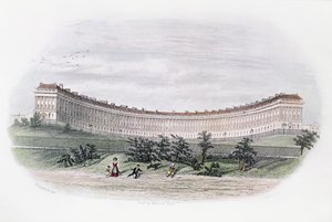 Royal Crescent, Bath, from the park, engraved by J. Shury, c.1840  by William N. Hardwick of Bath