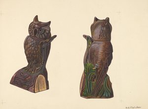 Kütük Bankta Baykuş, c. 1937. by William O. Fletcher