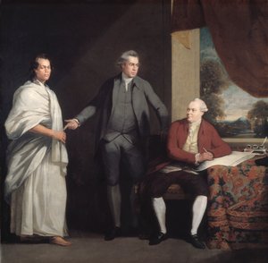 Omai, Joseph Banks ve Dr. Daniel Solander, c1775-6.
