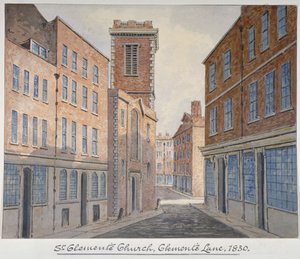 St Clement Kilisesi, Eastcheap, Londra Şehri, 1830 by William Pearson