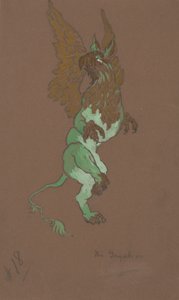 Alice Harikalar Diyarında, 1915 için Gryphon kostüm tasarımı. by William Penhallow Henderson