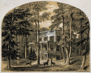 James John Audubon'un evi "Minniesland", pub. C 1861 (ahşap oyma)
