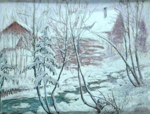 Karda Dağ Evleri (gemide pastel)