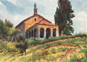 Vallauris yakınlarındaki kilise (renkli lito) by William Scott