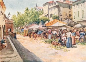 Sebze Pazarı, Nice, Batıya bakış (renkli taş baskı)