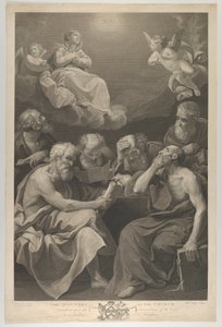 Kilise doktorları kitaplara ve belgelere danışıyor ve Bakire'yi düşünüyor ..., 1785