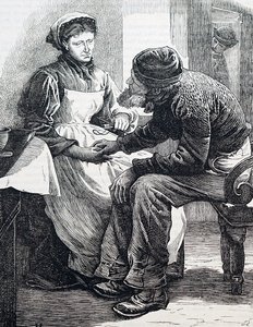 Yaşlı bir çift. İngiliz illüstratör William Small (1843-1929) tarafından. 1880 (gravür) by William Small