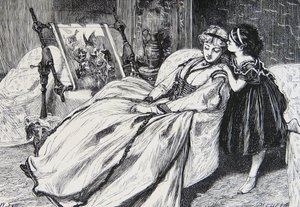 Bir parça oya üzerinde çalışan anne by William Small
