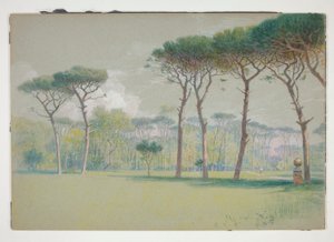 Castel Fusano: Manzara - geniş çim ve ağaçlar by William Stanley Haseltine