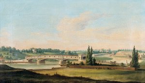 Schuylkill Nehri üzerindeki bir köprüden bir görünüm by William Strickland