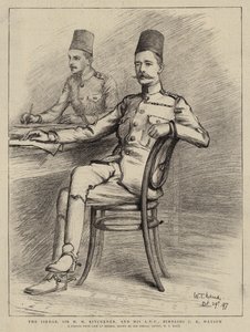 Sirdar, Sir HH Kitchener ve ADC'si Bimbashi JK Watson (lito) by William T. Maud