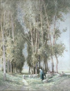 Bir Çoban ve Sürüsü, Hollanda (kağıt üzerine suluboya) by William Tatton Winter