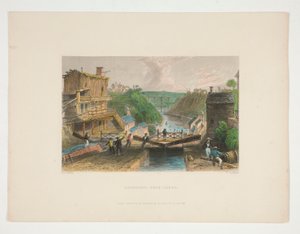 Lockport, Erie Kanalı, Nathaniel Parker Willis için illüstrasyon by William Tombleson
