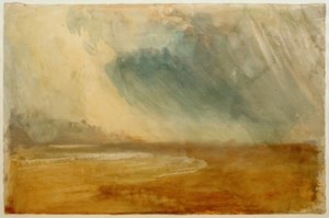 Bir Sahili Süpüren Yağmur Bulutları: muhtemelen Dunstanburgh Kalesi yakınında by Joseph Mallord William Turner