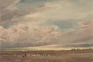 Uzakta Eski Sarum ile Salisbury Ovası, Wiltshire, 1810-62. by Joseph Mallord William Turner