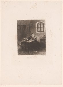 Philip van Marnix van Sint-Aldegonde hapiste Marnix van St. Aldegonde, hapishanedeki mezmurları tercüme ediyor (nesne üzerine başlık)