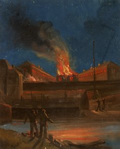 Bristol Riots: The Gaol Burning, c.1831 (kağıt üzerinde yağlı boya)