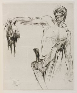 Herodias: Sayfa 53, Baş içeri girdi ve manneus onu saçlarından tuttu, kol mesafesinde, alkışlardan gurur duydu by William Walcot
