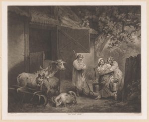 Sütçü kız ve iki ırgat bir ahırda Ahır Kapısı (nesne üzerindeki başlık) by William Ward