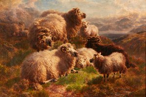 Tepelerde Akşam, Loch Tay, Perthshire (tuval üzerine yağlı boya) by William Watson