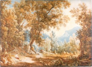 Figürlü Manzara, yaklaşık 1807-1820 (Suluboya) by William Westall