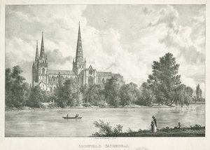 Lichfield Katedrali - Güney Görünümü: litografi, nd [1781-1850] by William Westall