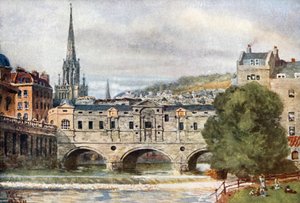 Banyo, Pulteney Köprüsü (renkli taş) by William Wiehe Collins