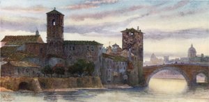 Roma. S. Bartolomeo Adası (renkli taş) by William Wiehe Collins