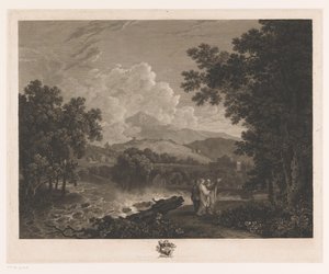 Cicero ile bir nehir kıyısında villasının yanında manzara by William Woollett
